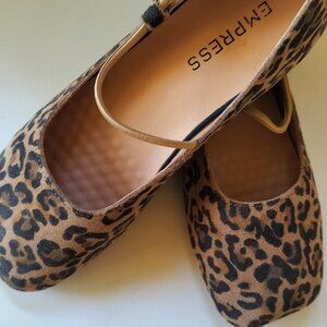 Empress suede leopard print square toed shoes